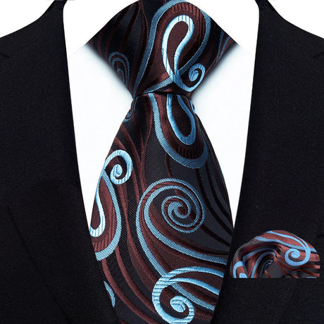 Blue Classic Floral Paisley 8CM Ties Handkerchief Gravata
