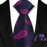 Blue Pink Classic Floral Paisley 8CM Ties Handkerchief Gravata