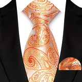 Orange Classic Floral Paisley 8CM Ties Handkerchief Gravata