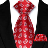 Red Classic Floral Paisley 8CM Ties Handkerchief Gravata