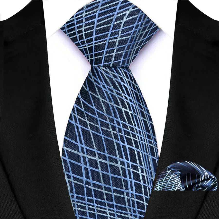 Blue Classic Floral Paisley 8CM Ties Handkerchief Gravata