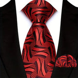 Red Classic Floral Paisley 8CM Ties Handkerchief Gravata