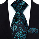 Blue Classic Floral Paisley 8CM Ties Handkerchief Gravata