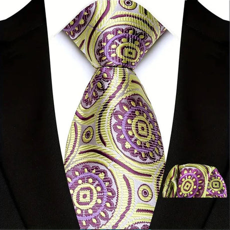 Yellow Classic Floral Paisley 8CM Ties Handkerchief Gravata