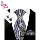 Classic Floral Paisley Silk 8.5cm Handkerchief Cufflinks  Necktie Sassy Chick Logo