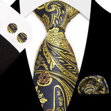 Classic Floral Paisley Silk 8.5cm Handkerchief Cufflinks Necktie