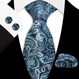 Classic Floral Paisley Silk 8.5cm Handkerchief Cufflinks Necktie