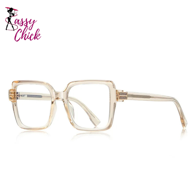 Classic Large Square Anti Blue Light Glasses Sassy Chick Logo