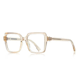 Transparent White Classic Large Square Anti Blue Light Glasses
