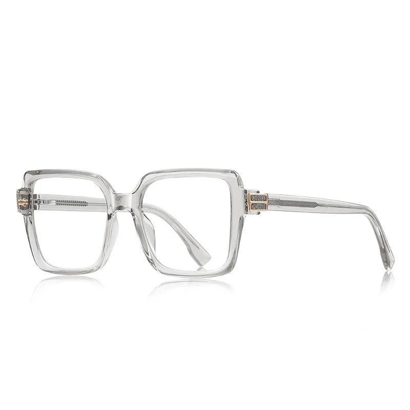 Transparent Gray Classic Large Square Anti Blue Light Glasses