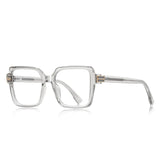 Transparent Gray Classic Large Square Anti Blue Light Glasses