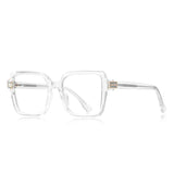 White Classic Large Square Anti Blue Light Glasses