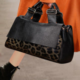 Model using Classic Leopard Pattern Large Capacity Bag
