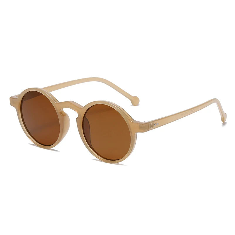 Beige Classic Leopard Round Rivets Sunglasses