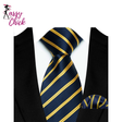 Classic Luxury Stripes Handkerchief Hanky Necktie Set Sassy Chick Logo