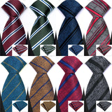 Collection of Classic Luxury Stripes Handkerchief Hanky Necktie Set