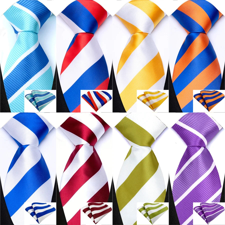 Collection of Classic Luxury Stripes Tie Handkerchief Set