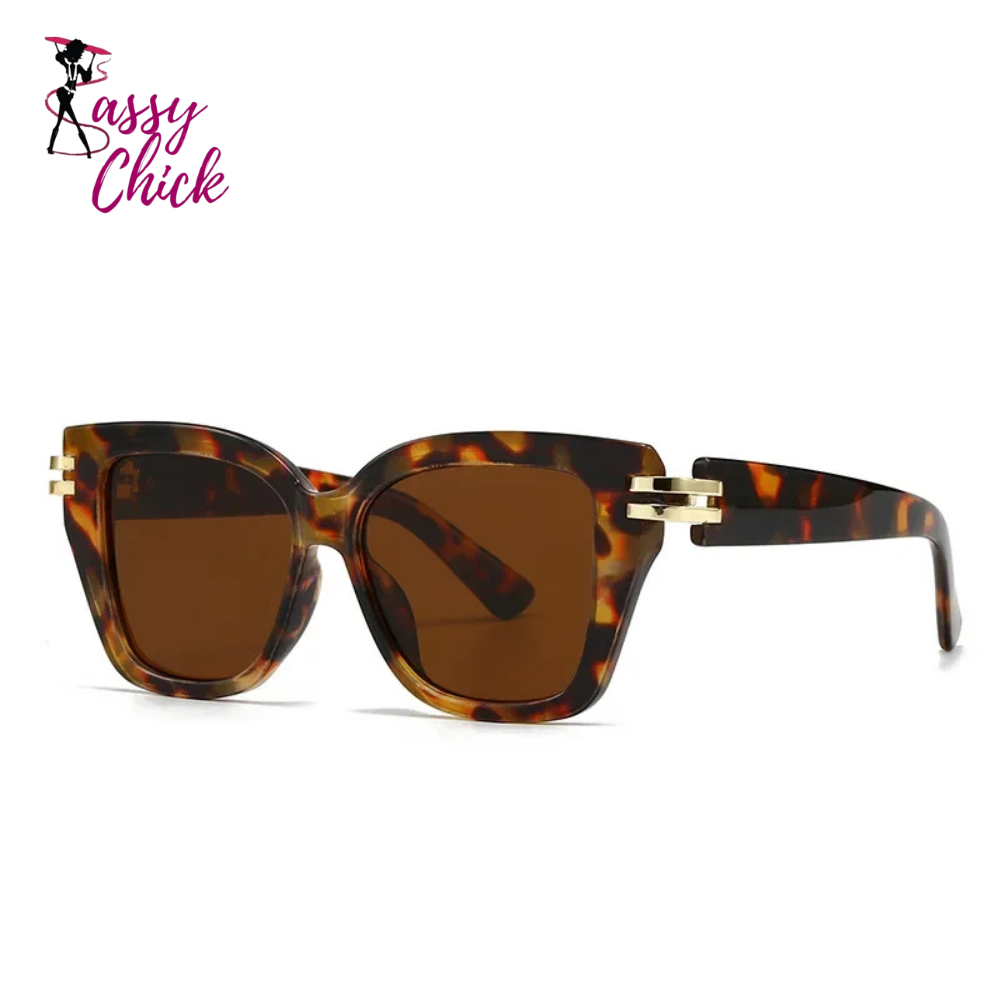 Classic Luxury Vintage Square UV400 Sunglasses Sassy Chick Logo