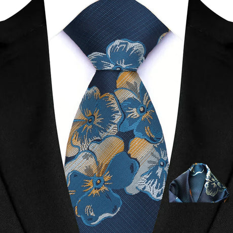 Classic Navy Polka Dot Stripes 8cm Hanky Tie Set