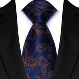 Blue Classic Paisley Floral Dot 8cm Jacquard Necktie