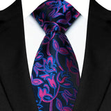 Black Pink Classic Paisley Floral Dot 8cm Jacquard Necktie