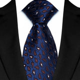 Blue Brown Classic Paisley Floral Dot 8cm Jacquard Necktie