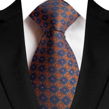 Blue Orange Classic Paisley Floral Dot 8cm Jacquard Necktie