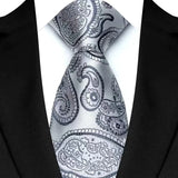 Gray Classic Paisley Floral Dot 8cm Jacquard Necktie