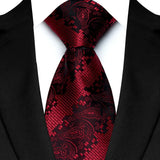 Red Classic Paisley Floral Dot 8cm Jacquard Necktie