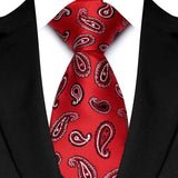 Red Classic Paisley Floral Dot 8cm Jacquard Necktie