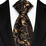 Gold Black Classic Paisley Floral Dot 8cm Jacquard Necktie