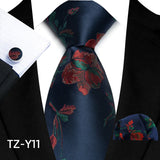 Blue Classic Paisley Silk Handkerchief Cufflinks Tie Set