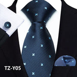Blue Classic Paisley Silk Handkerchief Cufflinks Tie Set