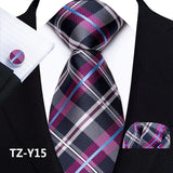 Stripe Classic Paisley Silk Handkerchief Cufflinks Tie Set