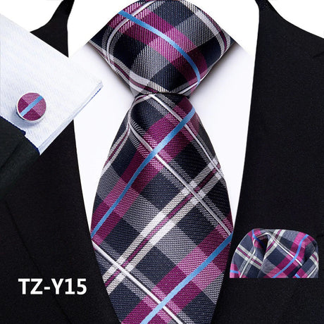 Stripe Classic Paisley Silk Handkerchief Cufflinks Tie Set