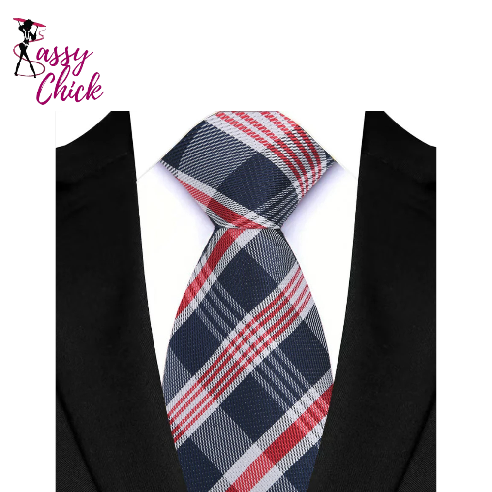 Classic Plaid & Checks Neck Tie Stripes Sassy Chick Logo