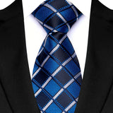 Blue Classic Plaid & Checks Neck Tie Stripes