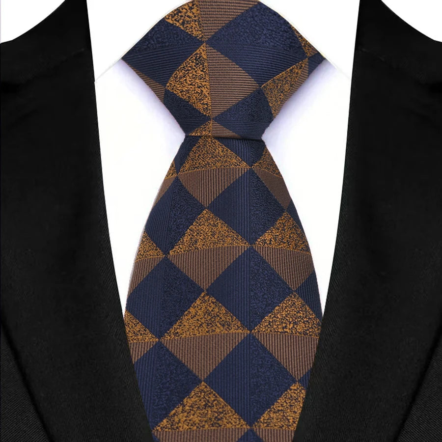 Brown Classic Plaid & Checks Neck Tie Stripes
