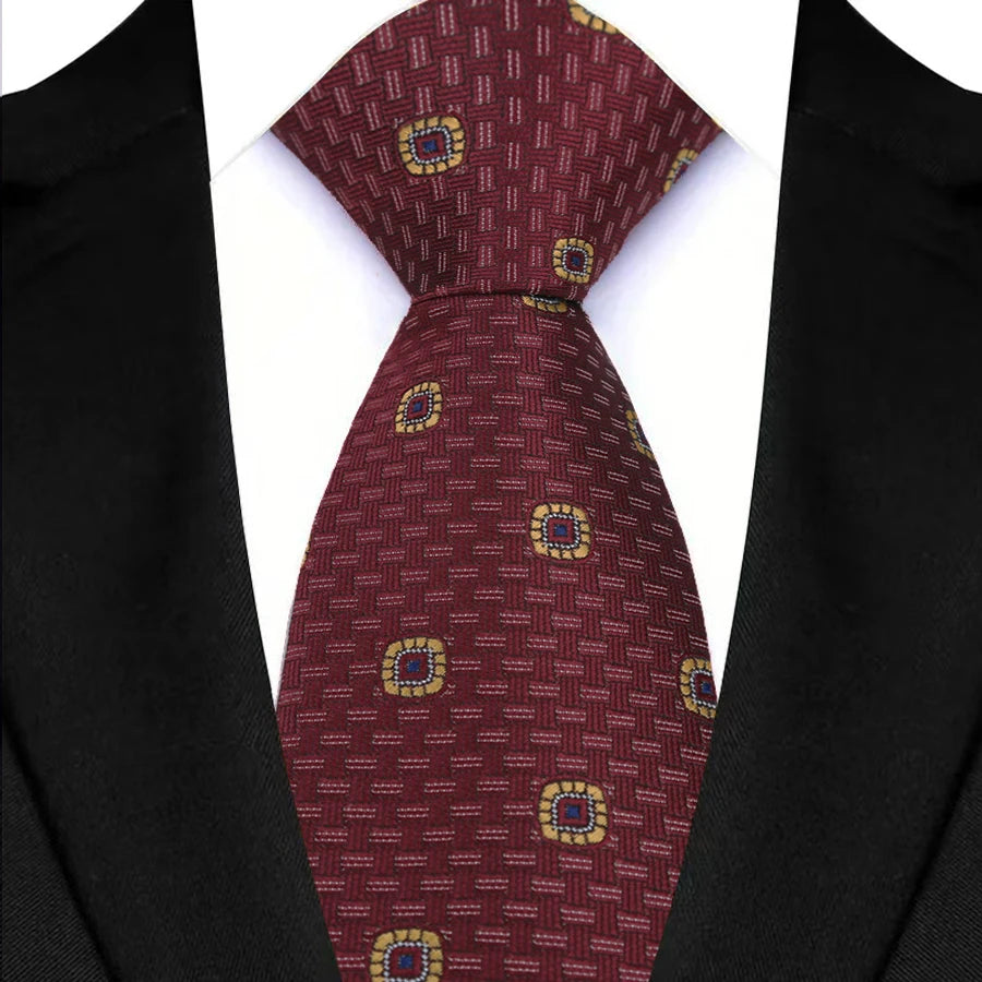 Red Classic Plaid & Checks Neck Tie Stripes