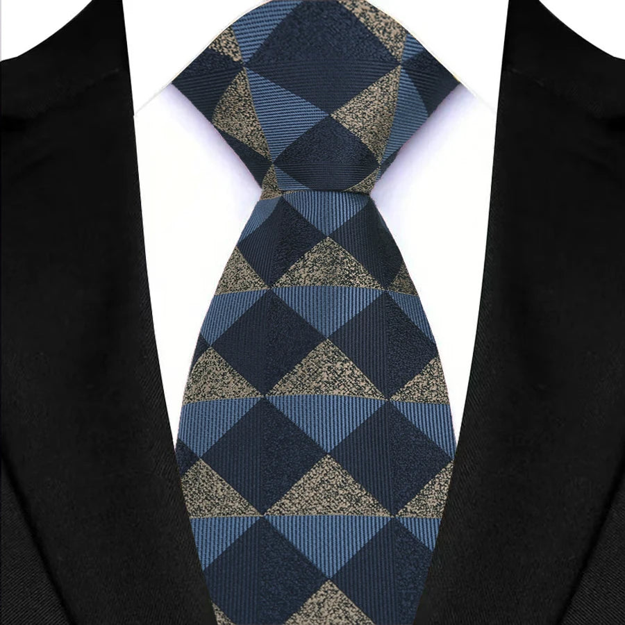 Blue Classic Plaid & Checks Neck Tie Stripes