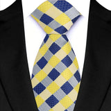 Yellow Blue Classic Plaid & Checks Neck Tie Stripes