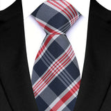 Blue Red White Classic Plaid & Checks Neck Tie Stripes