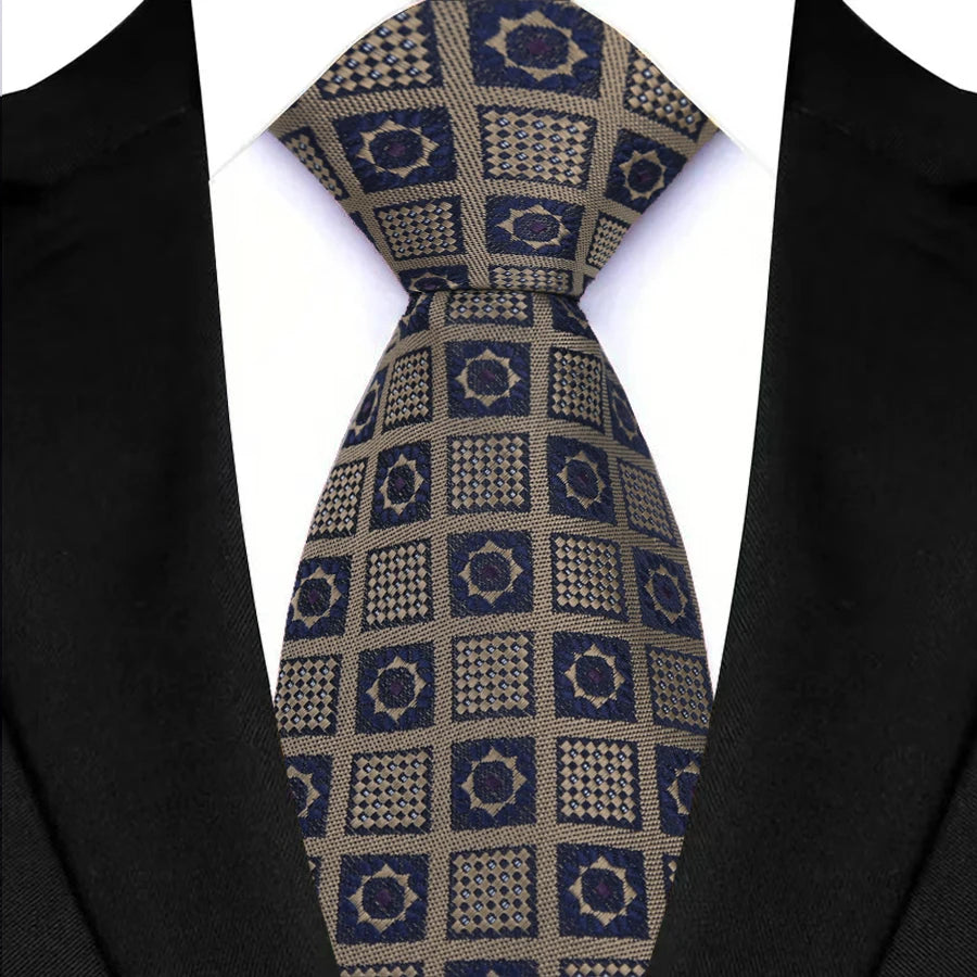 Brown Classic Plaid & Checks Neck Tie Stripes