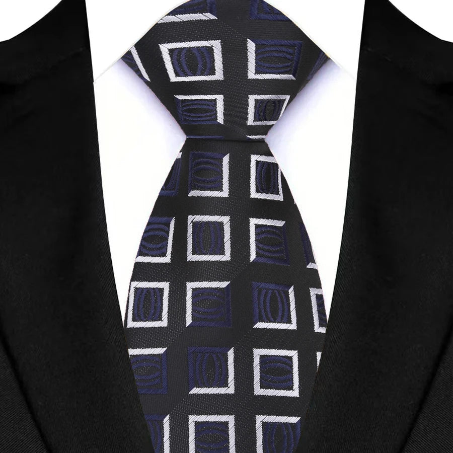 Black White Classic Plaid & Checks Neck Tie Stripes