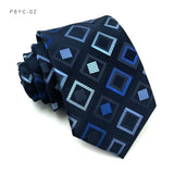 Blue Classic Plaid Stripes Floral Jacquard 8CM Men's Necktie