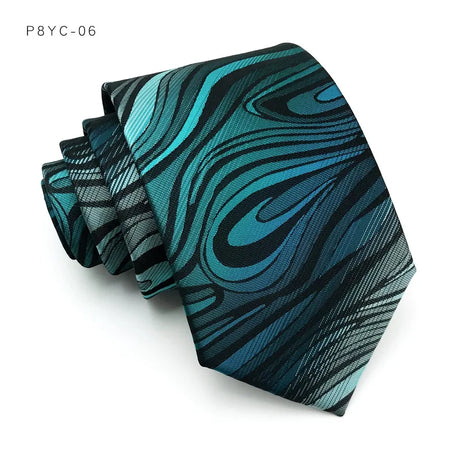 Blue Classic Plaid Stripes Floral Jacquard 8CM Men's Necktie