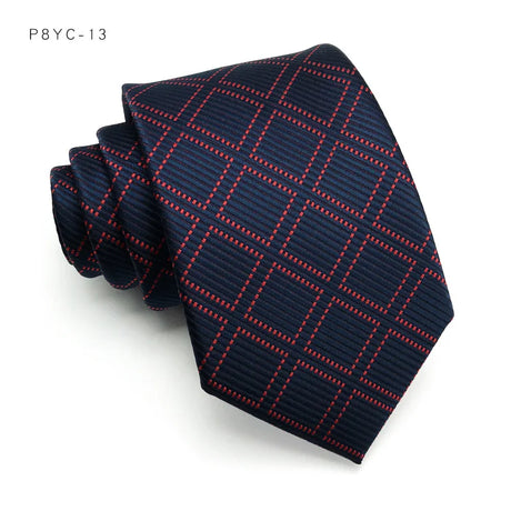 Blue Classic Plaid Stripes Floral Jacquard 8CM Men's Necktie