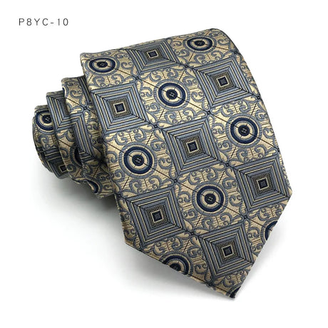 Brown Classic Plaid Stripes Floral Jacquard 8CM Men's Necktie