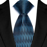 Blue Classic Polyester Stripe Plaid 8cm Tie Black Blue Printed