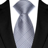 Gray Classic Polyester Stripe Plaid 8cm Tie Black Blue Printed